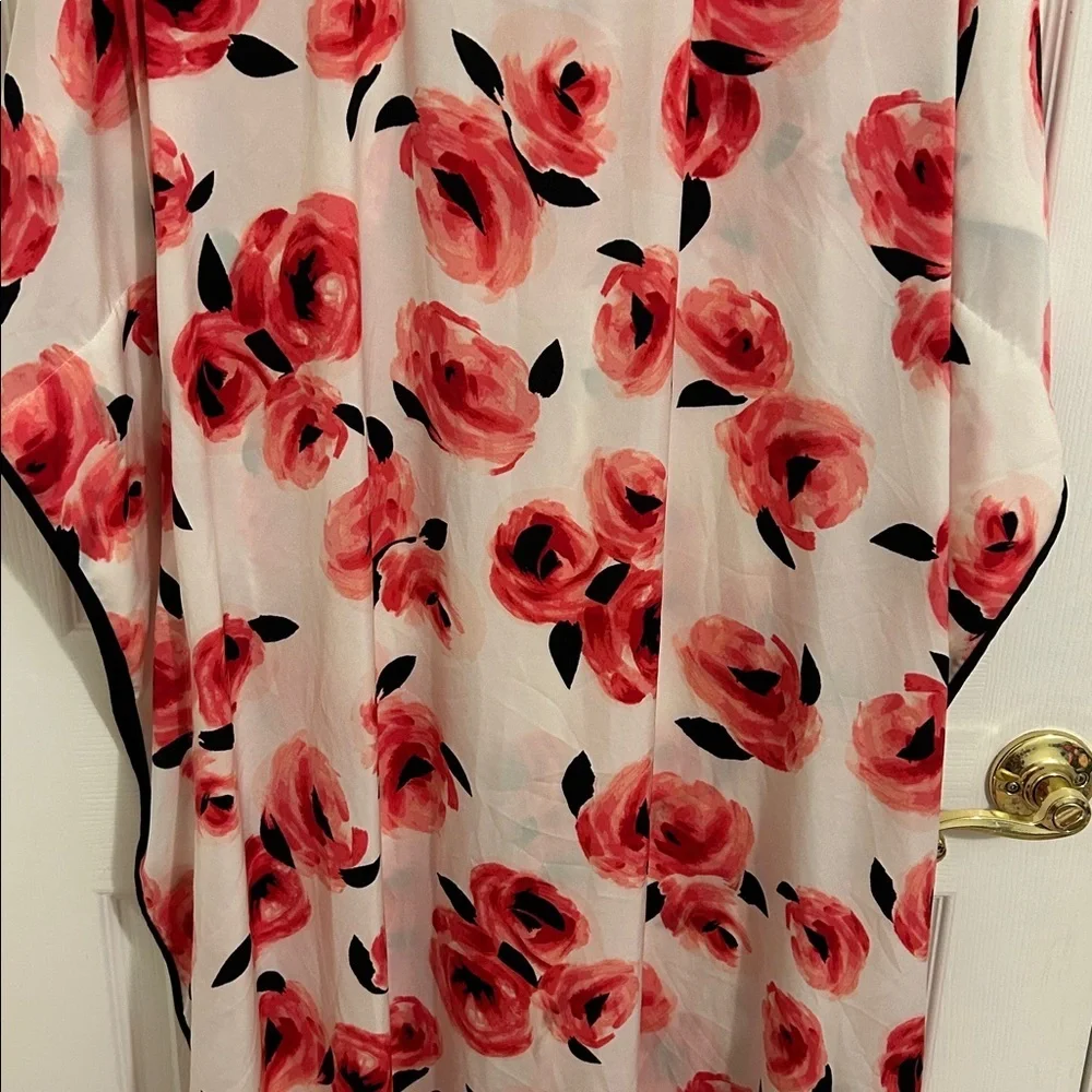 Kate Spade New York Rose Floral Print Charmeuse Caftan Size Medium